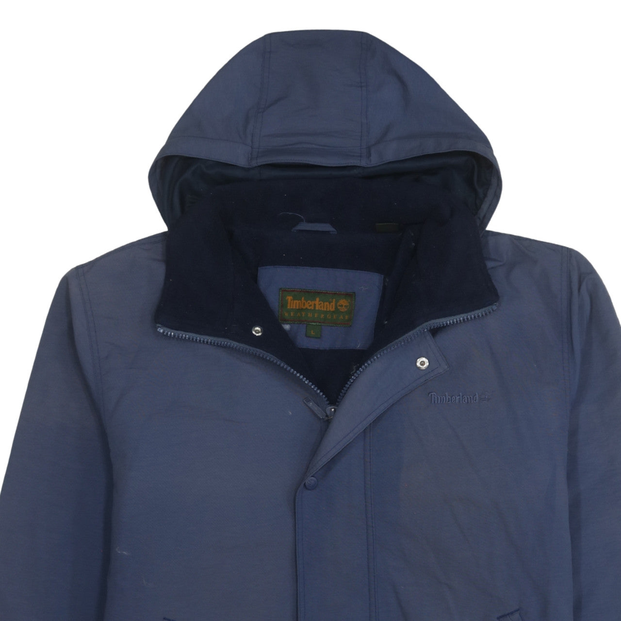 Timberland Men’s Blue L Parka Jacket Hooded Weathergear Outdoor