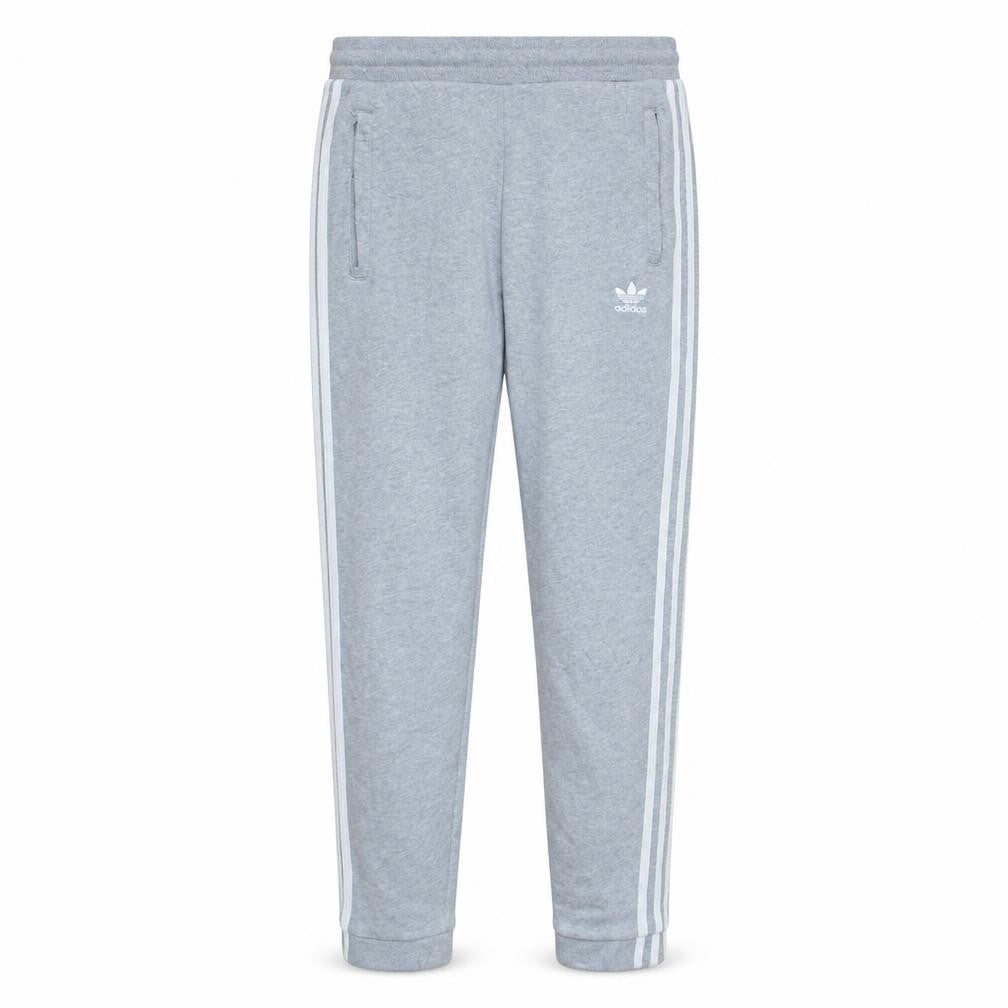 Front view of Adidas Men Grey XS Jogger Sweatpants with Logo and Stripes