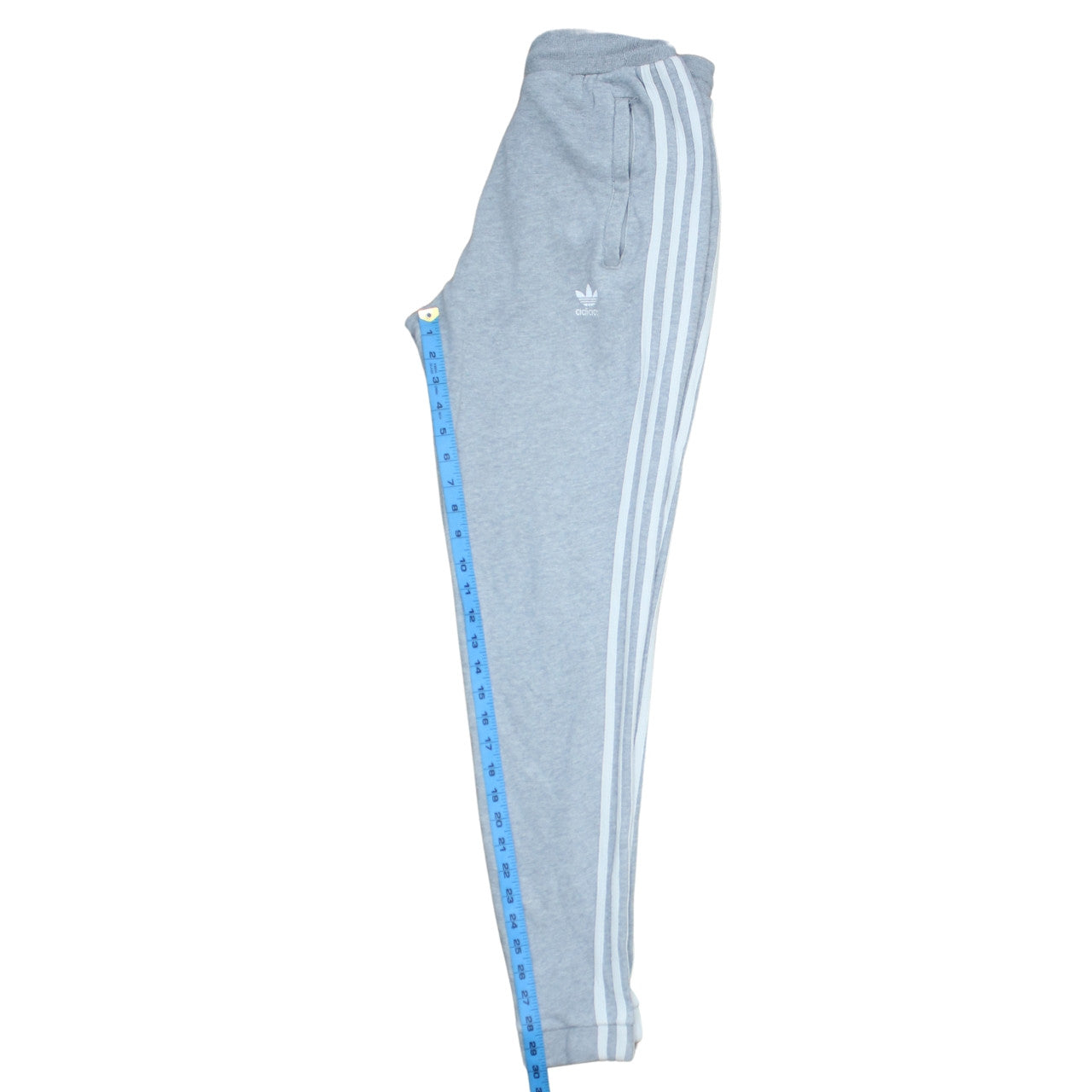 Adidas Men Grey XS Jogger Sweatpants with Logo and Stripes