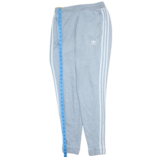 Adidas Men Grey XS Jogger Sweatpants with Logo and Stripes