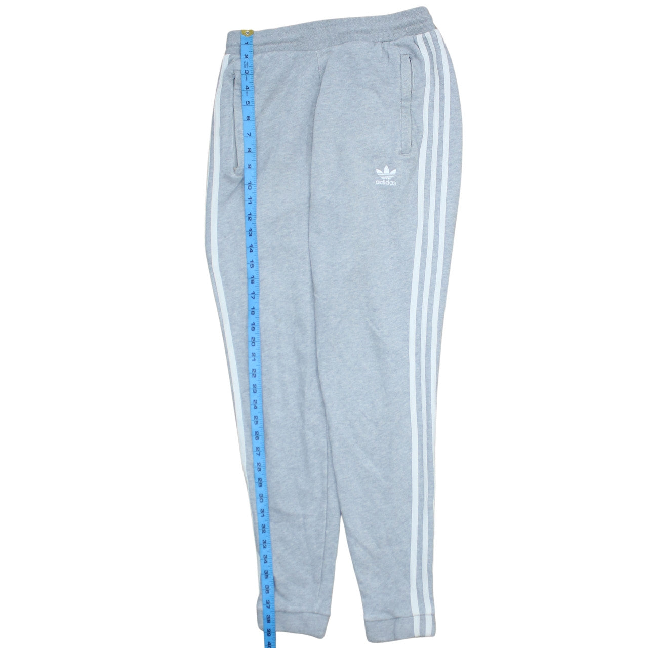 Adidas Men Grey XS Jogger Sweatpants with Logo and Stripes