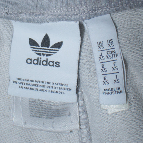 Adidas Men Grey XS Jogger Sweatpants with Logo and Stripes