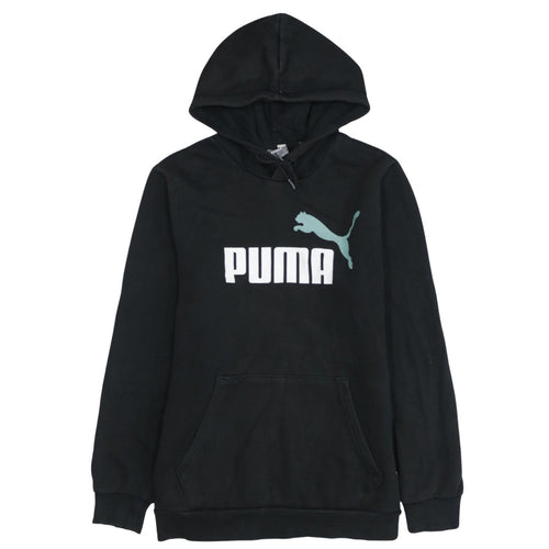 Puma Women's Black Small Pullover Hoodie with Logo Print