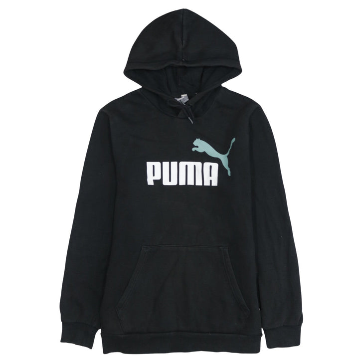 Puma Women's Black Small Pullover Hoodie with Logo Print
