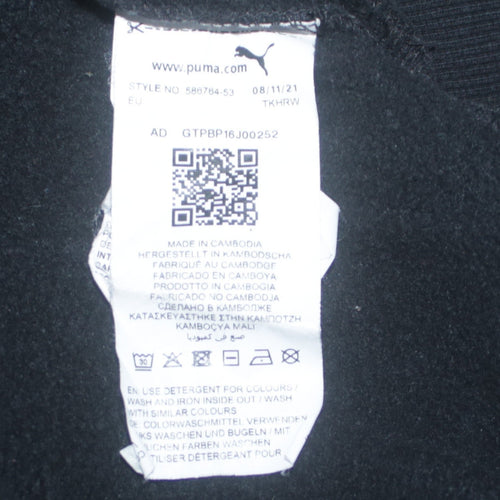 Puma Women's Black Small Pullover Hoodie with Logo Print
