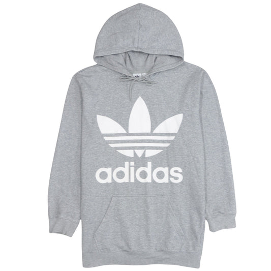 Adidas Women Grey Trefoil Logo Pullover Hoodie Size 14
