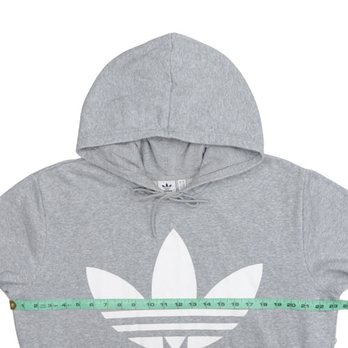 Adidas Women Grey Trefoil Logo Pullover Hoodie Size 14