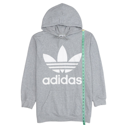 Adidas Women Grey Trefoil Logo Pullover Hoodie Size 14