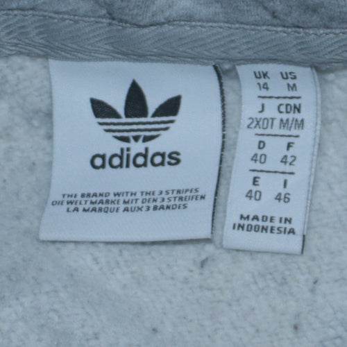 Adidas Women Grey Trefoil Logo Pullover Hoodie Size 14