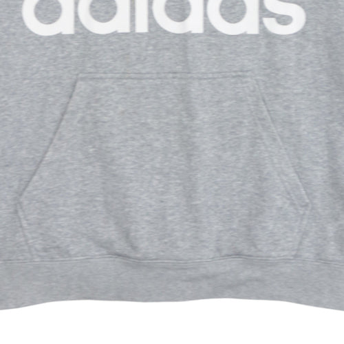 Adidas Women Grey Trefoil Logo Pullover Hoodie Size 14
