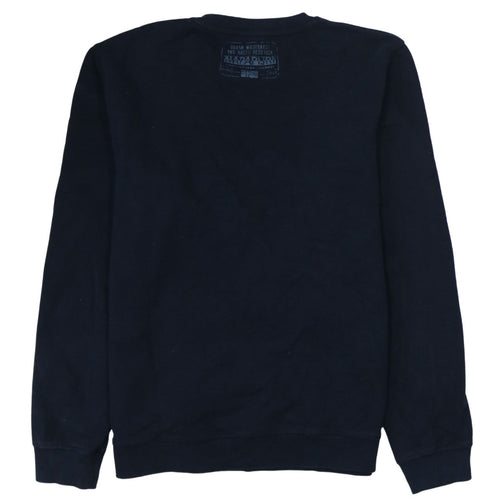 Napapijri Men's Blue Logo Crew Neck Pullover Sweatshirt L
