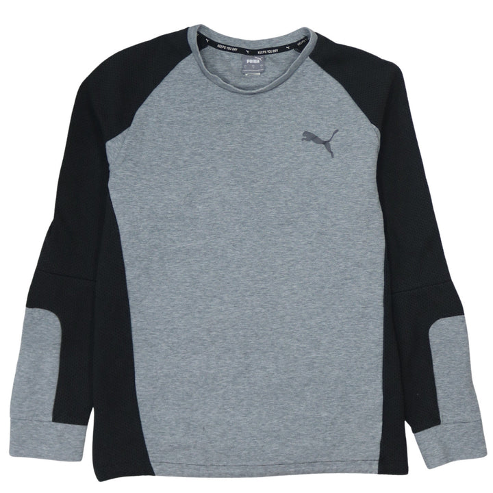 Puma Mens Grey Black Long Sleeve Crew Neck Sports Sweatshirt L