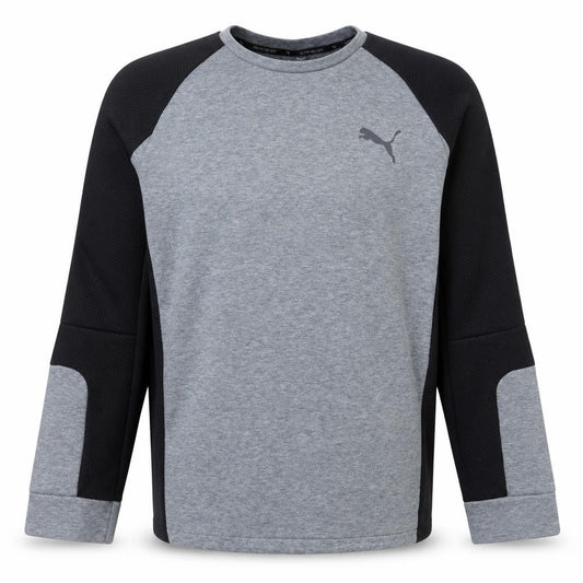 Front view of Puma men’s grey black long sleeve crew neck sports sweatshirt l