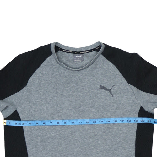 Puma Mens Grey Black Long Sleeve Crew Neck Sports Sweatshirt L