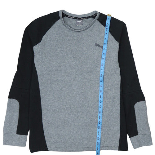 Puma Mens Grey Black Long Sleeve Crew Neck Sports Sweatshirt L