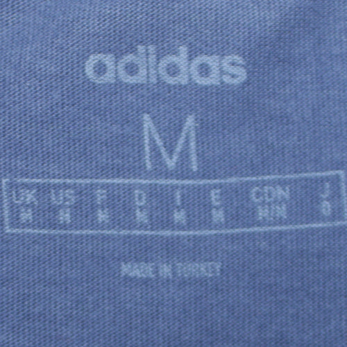 Adidas Men's Blue Graphic Print Crew Neck Cotton T-Shirt Size M