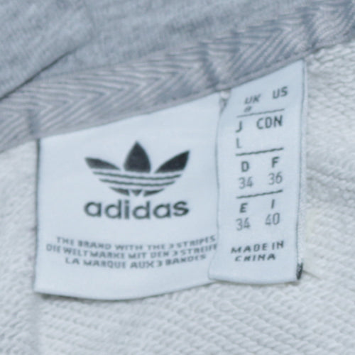 Adidas Men Grey Pullover Hoodie L Logo Fleece Sportswear