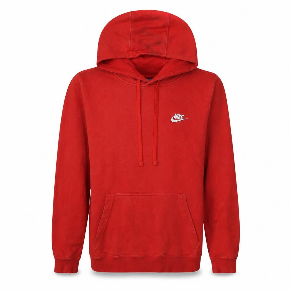 Front view of Nike Men’s Red Pullover Hoodie Small Regular Fit Fleece Sportswear