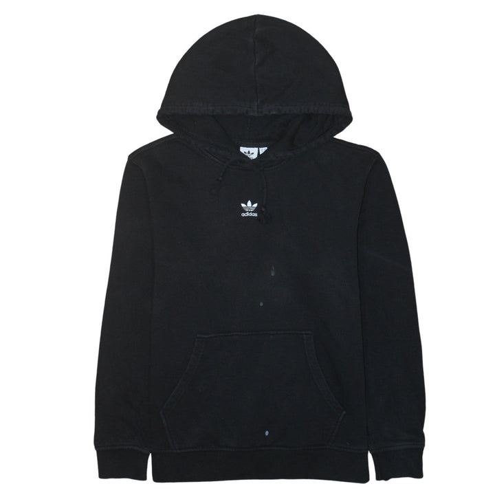 Adidas Womens Black Hoodie Size 10 Pullover Casual Cotton Sweatshirt