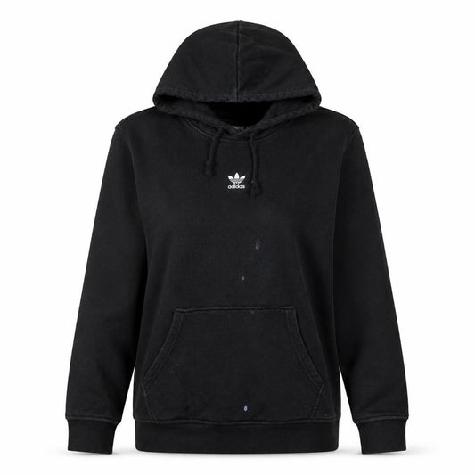 Front view of Adidas women’s black hoodie, size UK 10, pullover casual cotton sweatshirt