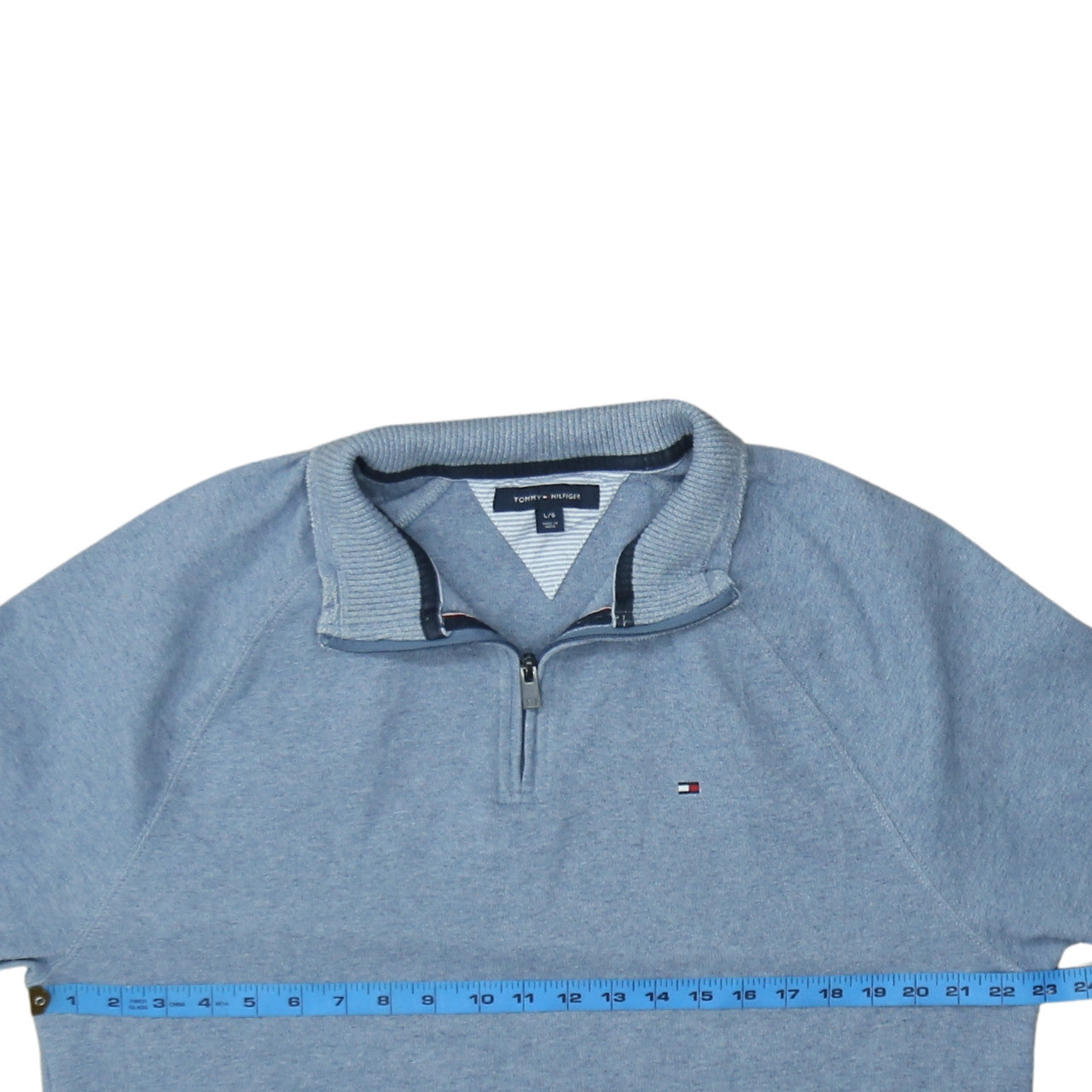 Tommy Hilfiger Mens Blue 1/4 Zip Mock Neck Sweatshirt Size L
