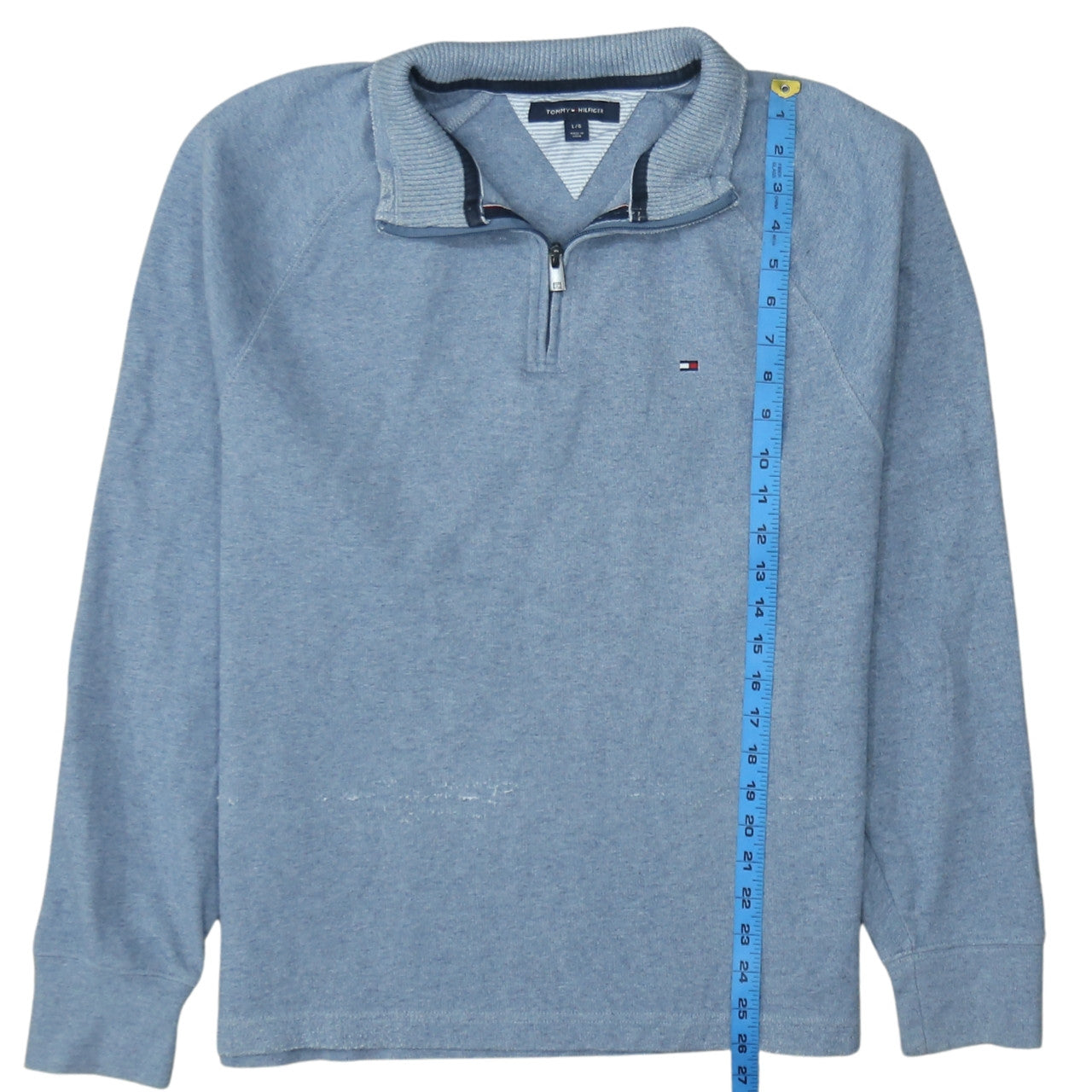 Tommy Hilfiger Mens Blue 1/4 Zip Mock Neck Sweatshirt Size L