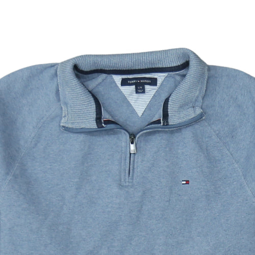 Tommy Hilfiger Mens Blue 1/4 Zip Mock Neck Sweatshirt Size L