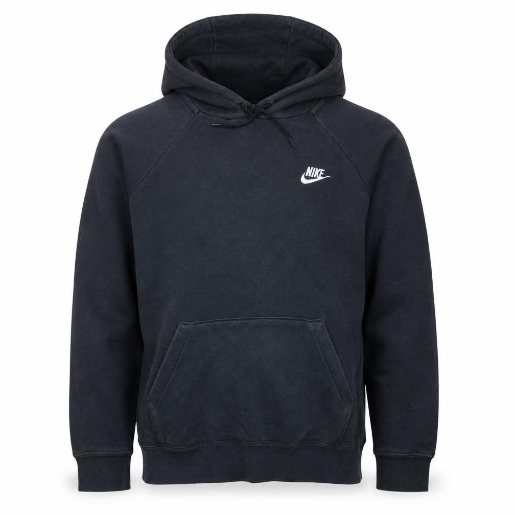 Front view of Nike Men's Black Pullover Hoodie L Logo Fleece Sweatshirt