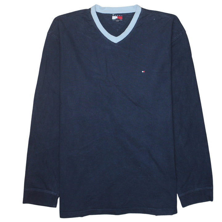 Tommy Hilfiger Men's Blue V-Neck Long Sleeve Cotton Sweatshirt 2XL