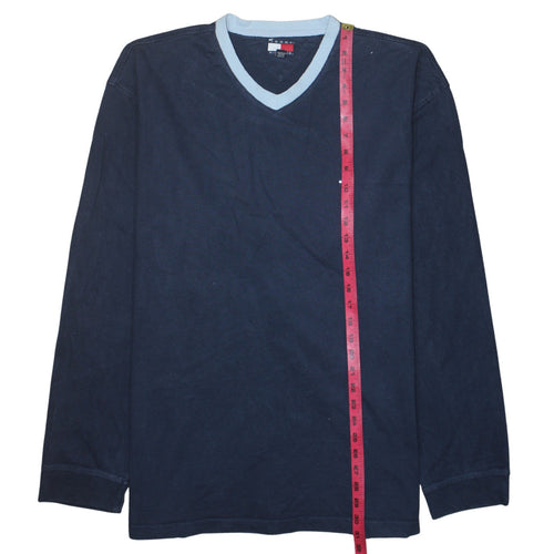 Tommy Hilfiger Men's Blue V-Neck Long Sleeve Cotton Sweatshirt 2XL