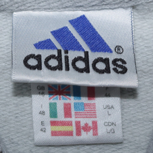 Adidas Women's Grey 1/2 Zip Hooded Sweatshirt Size 16 Lined Pockets