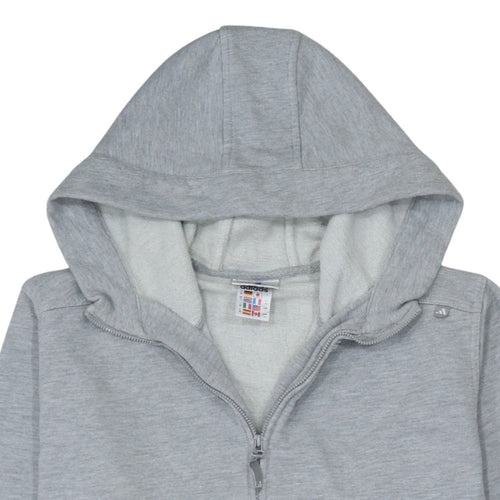 Adidas Women's Grey 1/2 Zip Hooded Sweatshirt Size 16 Lined Pockets