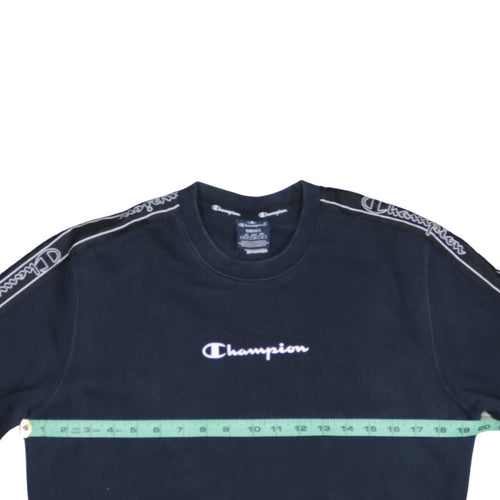 Champion Men’s Black Small Logo Tape Pullover Sweatshirt