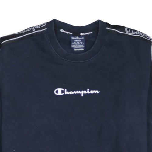 Champion Men’s Black Small Logo Tape Pullover Sweatshirt