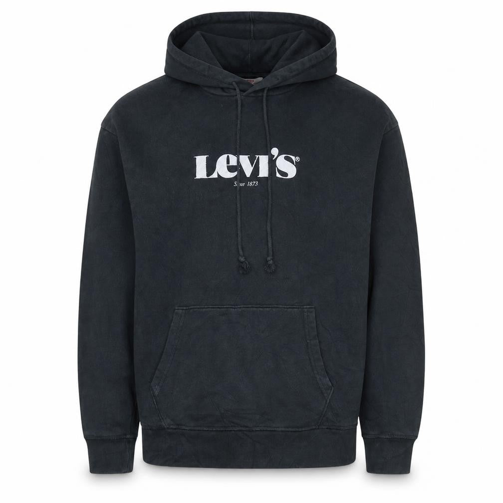 Front view of Levi's Men's Black M Pullover Hoodie with Logo Print