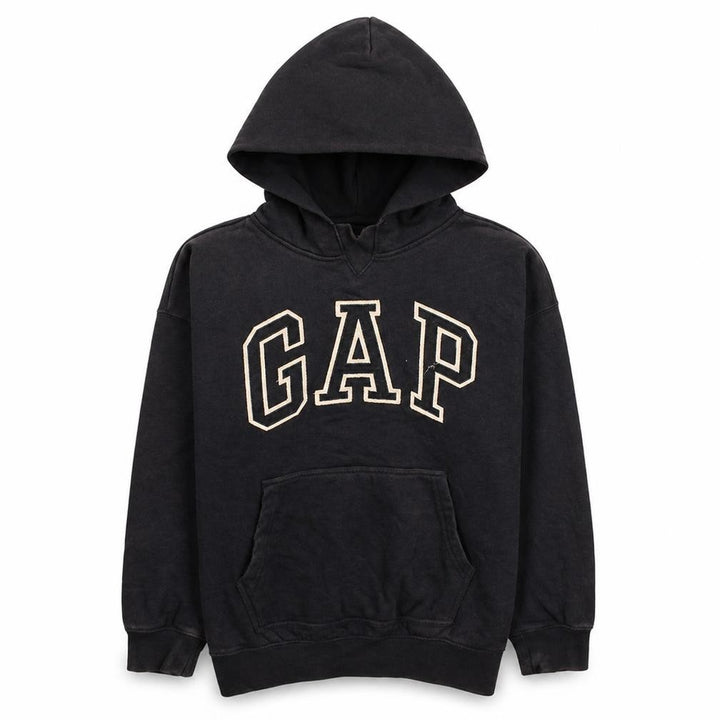 Gap Boys Black Pullover Hoodie 12 Years Fleece Logo Hooded Sweatshirt
