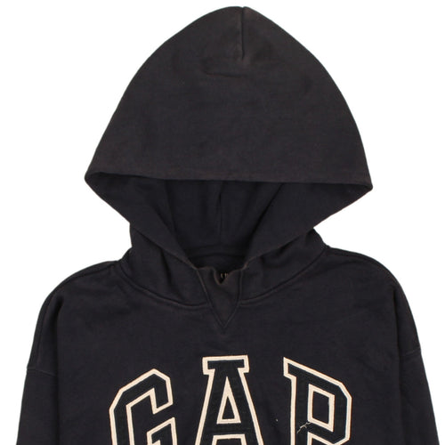 GAP Boys Black Pullover Hoodie 12 Years Fleece Logo Hooded Sweatshirt