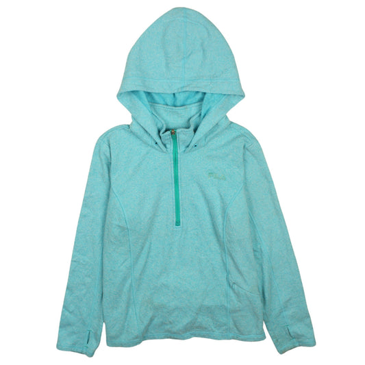FILA Sport Womens Blue XL 1/4 Zip Hooded Sweatshirt Fleece Pullover