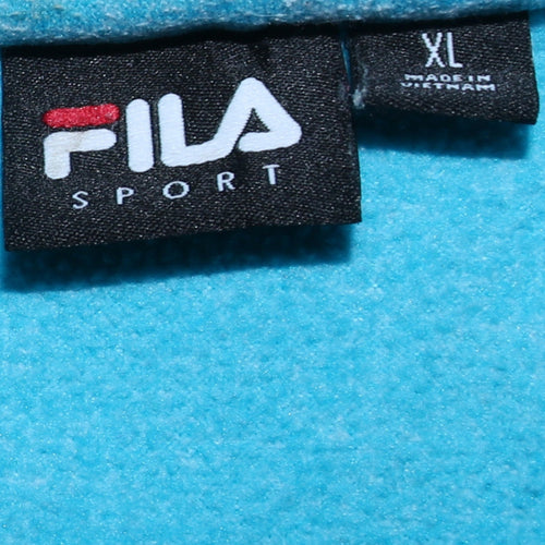 FILA Sport Womens Blue XL 1/4 Zip Hooded Sweatshirt Fleece Pullover