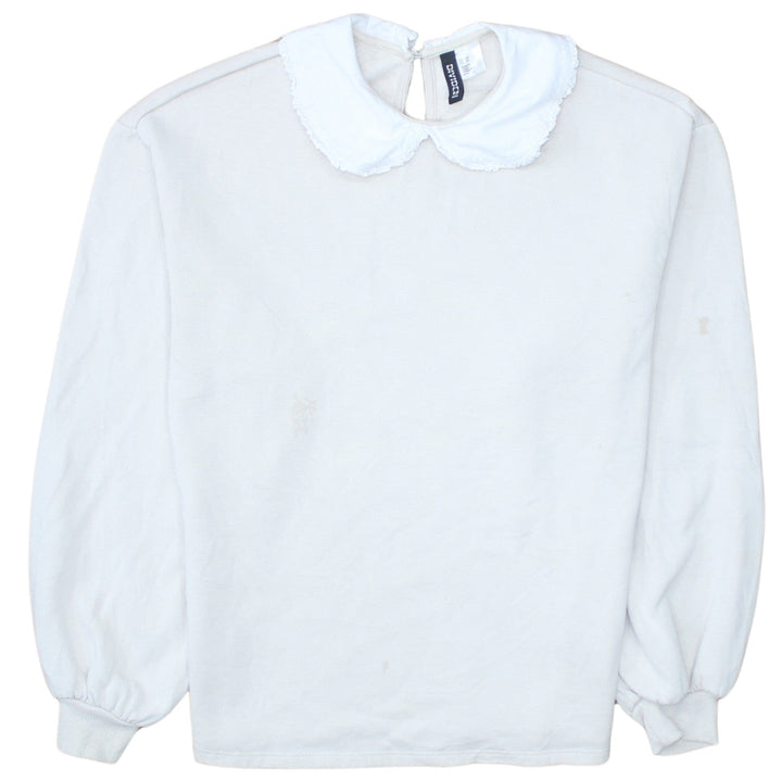 H&M Divided Women White Peter Pan Collar Pullover Sweatshirt XS
