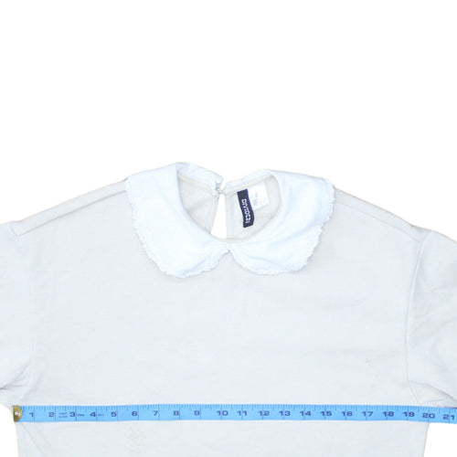 H&M Divided Women White Peter Pan Collar Pullover Sweatshirt XS