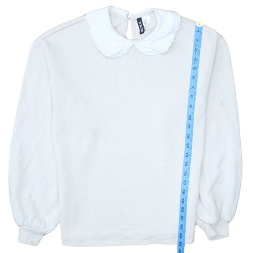 H&M Divided Women White Peter Pan Collar Pullover Sweatshirt XS