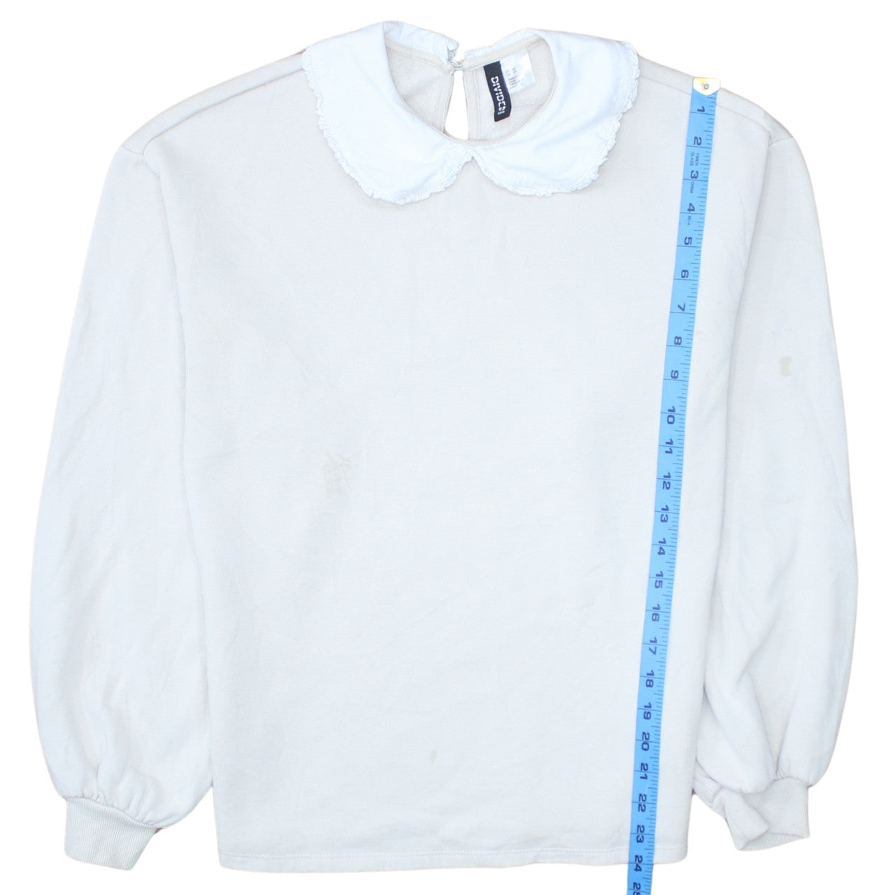 H&M Divided Women White Peter Pan Collar Pullover Sweatshirt XS