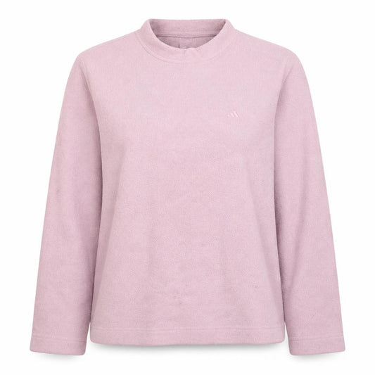 Front view of Adidas Women Pink Fleece Pullover Sweatshirt UK 16