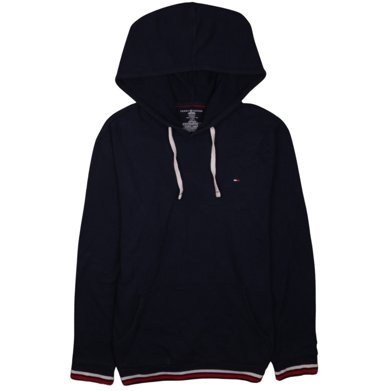 Tommy Hilfiger Men's Blue XL Pullover Hoodie with Logo Trim