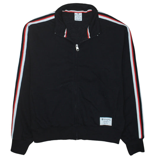 Champion Men's Black Track Jacket Large Full Zip Retro Sportswear