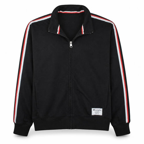 Champion Men's Black Track Jacket Large Full Zip Retro Sportswear