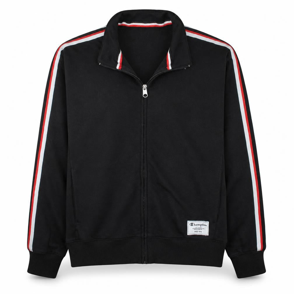 Champion Men's Black Track Jacket Large Full Zip Retro Sportswear