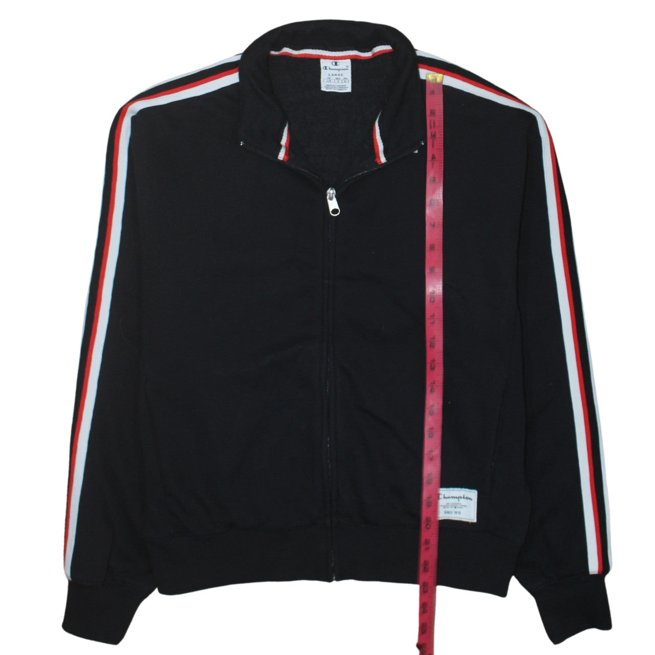 Champion Men's Black Track Jacket Large Full Zip Retro Sportswear