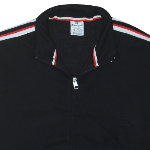 Champion Men's Black Track Jacket Large Full Zip Retro Sportswear
